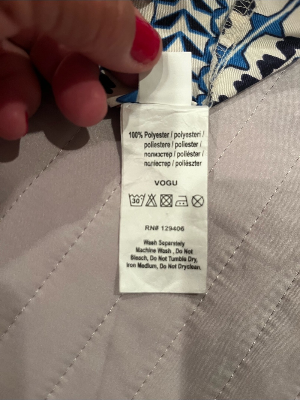 VENUS Cream Shift Dress with Blue and Red Geometric Print size L - Picture 5 of 5